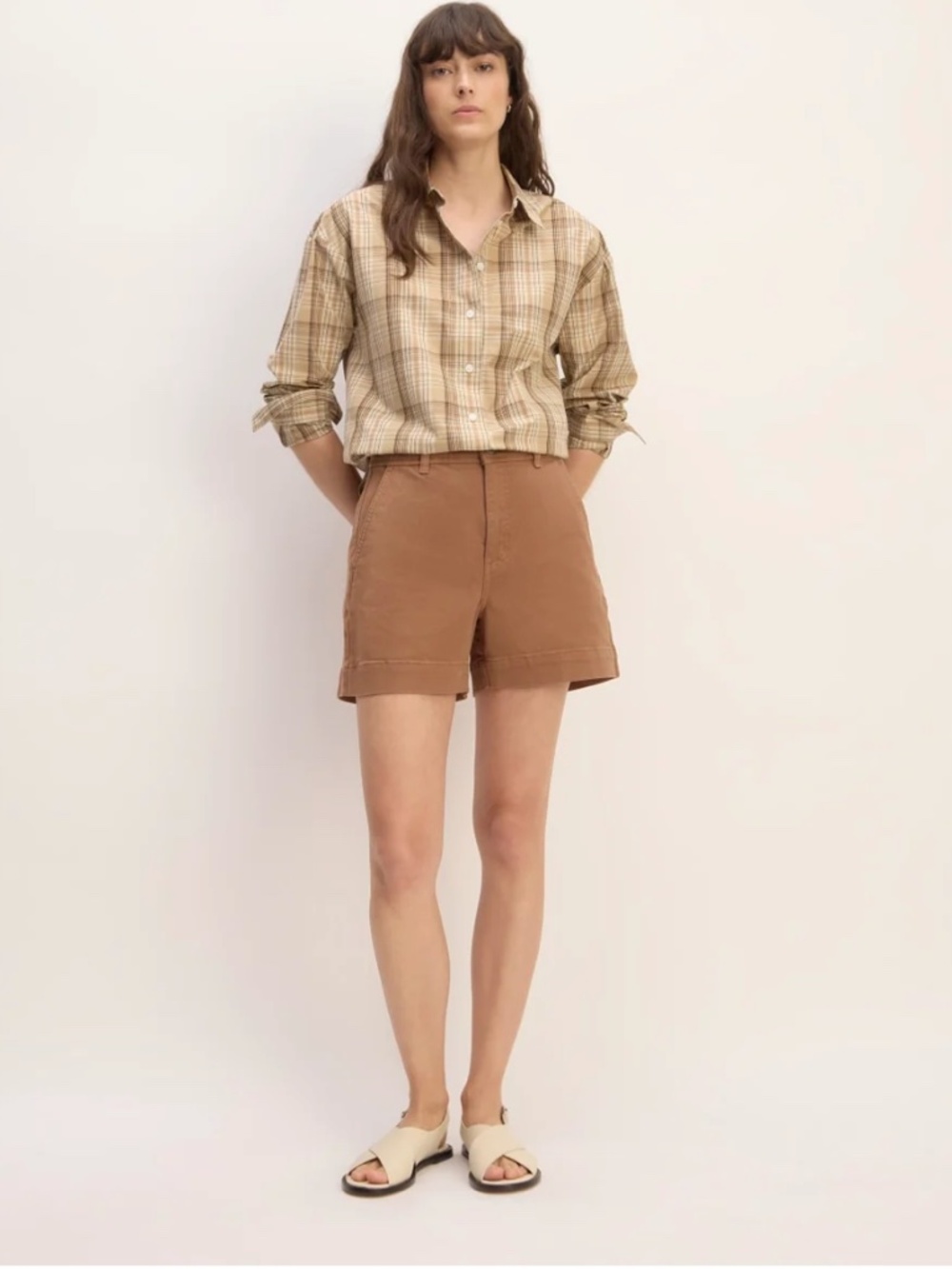 Everlane The Utility Short Carob Brown Plus Size 16 Classic Structured Stretch